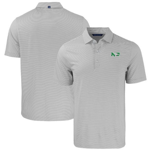 Men's Cutter & Buck Gray North Dakota Forge Eco Double Stripe Stretch Recycled Polo