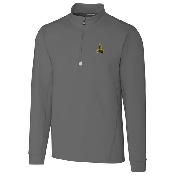 Men's Cutter & Buck Gray Northern Arizona Lumberjacks Big & Tall College Vault Traverse Quarter-Zip Pullover Jacket