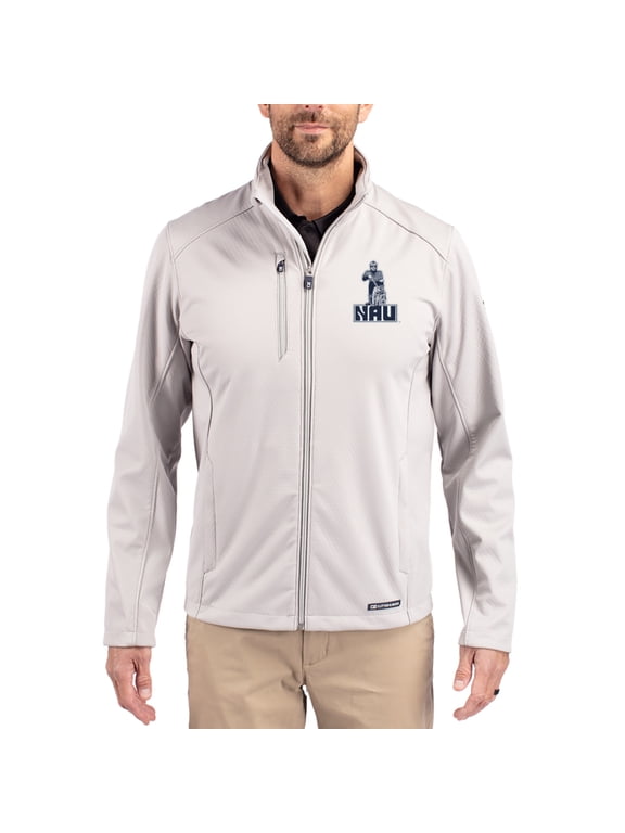 Men's Cutter & Buck Gray Northern Arizona Lumberjacks Evoke Eco Softshell Recycled Full-Zip Jacket