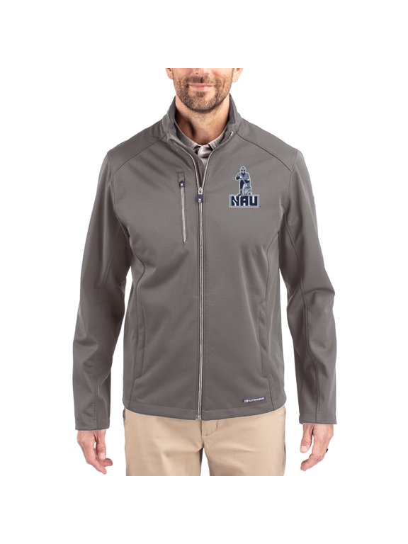 Men's Cutter & Buck Gray Northern Arizona Lumberjacks Evoke Eco Softshell Recycled Full-Zip Jacket