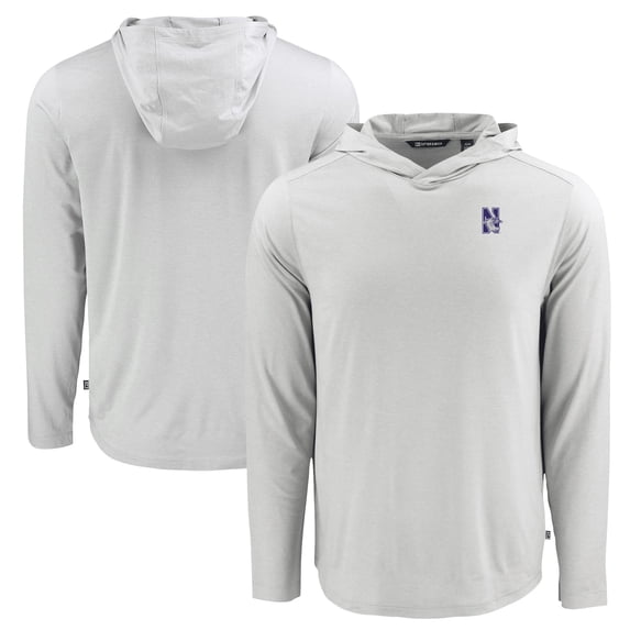 Men's Cutter & Buck Gray Northwestern Wildcats Coastline Epic Comfort Eco Recycled Long Sleeve Hoodie T-Shirt