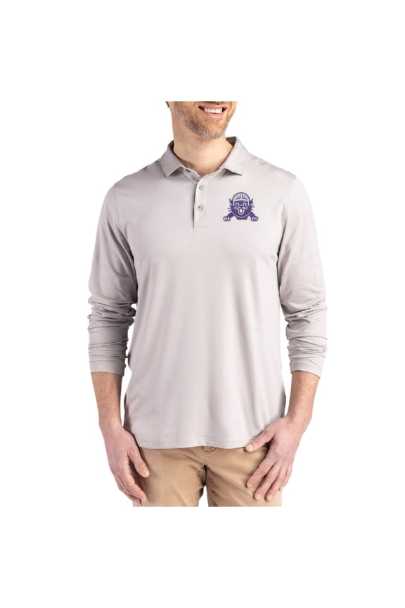 Men's Cutter & Buck  Gray Northwestern Wildcats Vault Coastline Epic Comfort Long-Sleeve Polo