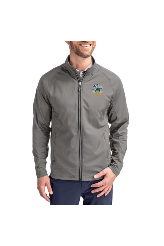 Men's Cutter & Buck Gray Notre Dame Fighting Irish  Adapt Eco Hybrid Recycled Full-Zip Jacket