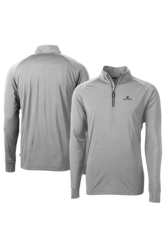 Men's Cutter & Buck Gray Notre Dame Fighting Irish Adapt Eco Knit Quarter-Zip Pullover Jacket