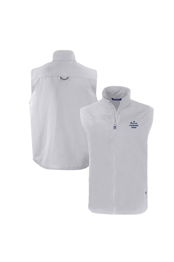 Men's Cutter & Buck Gray Notre Dame Fighting Irish  Play Like A Champion Today Charter Eco Recycled Full-Zip Vest