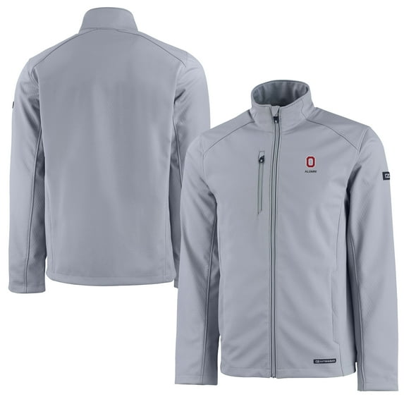 Men's Cutter & Buck Gray Ohio State Buckeyes Alumni Logo Evoke Eco Softshell Recycled Full-Zip Jacket