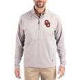thumbnail image 1 of Men's Cutter & Buck  Gray Oklahoma Sooners Adapt Eco Knit Hybrid Recycled Quarter-Zip Jacket, 1 of 2