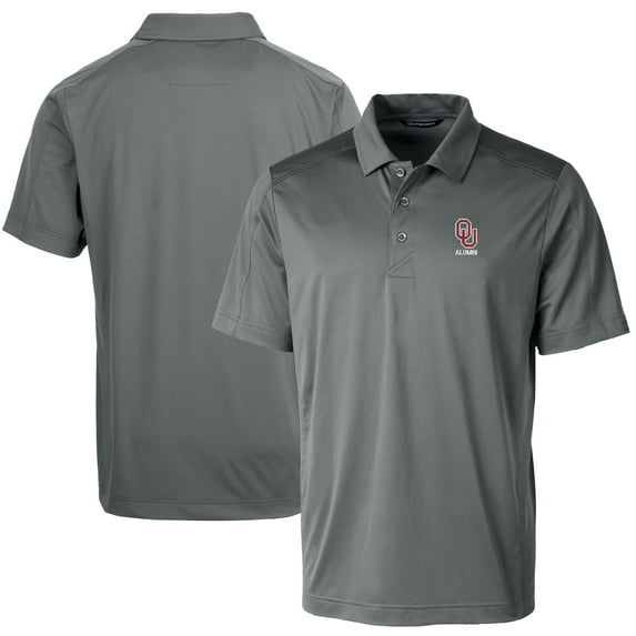 Men's Cutter & Buck Gray Oklahoma Sooners Alumni Logo Prospect Textured Stretch Polo