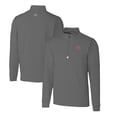 thumbnail image 1 of Men's Cutter & Buck Gray Oklahoma Sooners Big & Tall Traverse Stretch Quarter-Zip DryTec Top, 1 of 3
