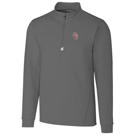 Men's Cutter & Buck Gray Oklahoma Sooners Collegiate Big & Tall Traverse Half-Zip Jacket