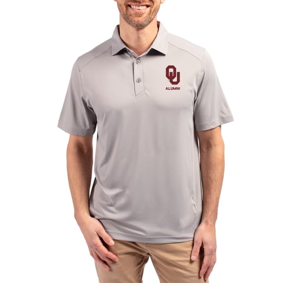 Men's-Cutter & Buck Gray Oklahoma Sooners Forge Alumni Eco Stretch Recycled Polo