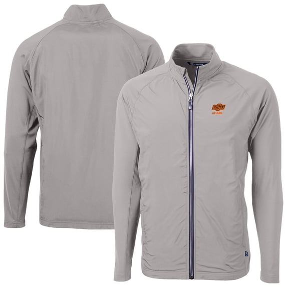 Men's Cutter & Buck Gray Oklahoma State Cowboys Adapt Eco Knit Hybrid Recycled Full-Zip Jacket