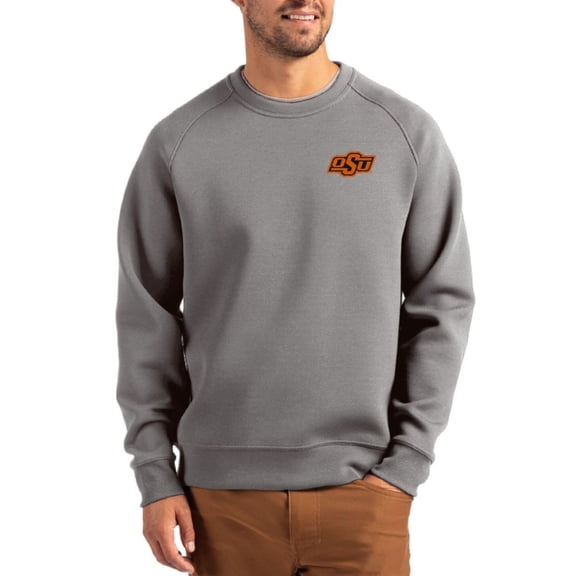 Men's Cutter & Buck Gray Oklahoma State Cowboys Roam Recycled Pullover
