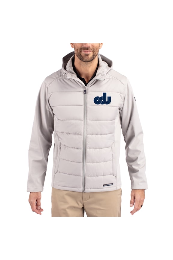 Men's Cutter & Buck Gray Old Dominion Monarchs Evoke Hybrid Eco Softshell Recycled Full Zip Hooded Jacket