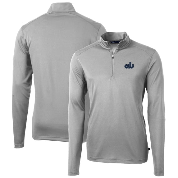 Men's Cutter & Buck Gray Old Dominion Monarchs Virtue Eco Pique Recycled Quarter-Zip Pullover Top