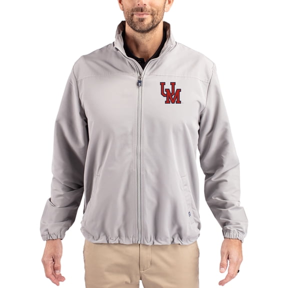 Men's Cutter & Buck Gray Ole Miss Rebels Charter Eco Recycled Full-Zip Jacket