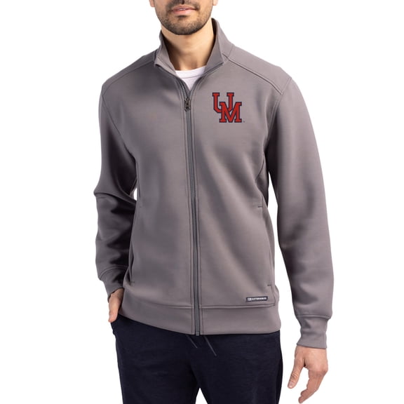 Men's-Cutter & Buck Gray Ole Miss Rebels Roam Eco Recycled Full-Zip Jacket