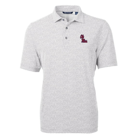 Men's Cutter & Buck Gray Ole Miss Rebels Virtue Eco Pique Botanical Print Polo
