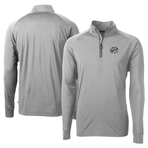 Men's Cutter & Buck Gray Omaha Storm Chasers Adapt Eco Knit Stretch Recycled Big & Tall Quarter-Zip Pullover Top