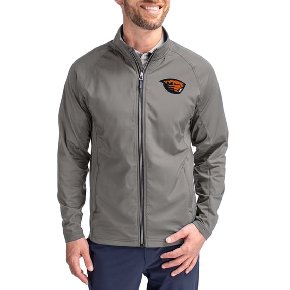 Men's Cutter & Buck Gray Oregon State Beavers Big & Tall Adapt Eco Hybrid Recycled Full-Zip Jacket