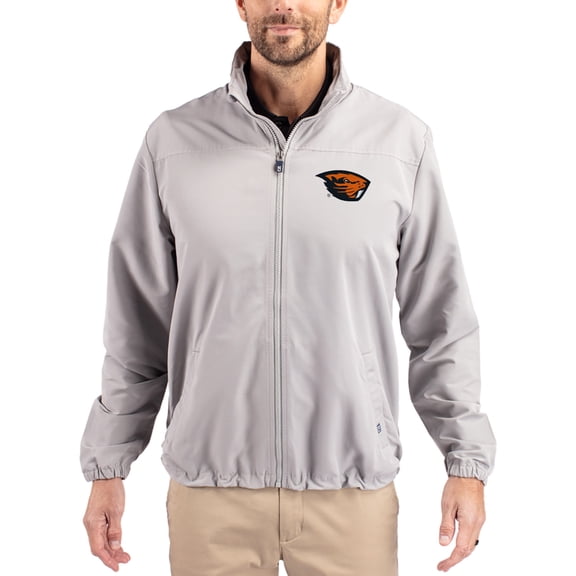 Men's Cutter & Buck Gray Oregon State Beavers Charter Eco Recycled Full-Zip Jacket