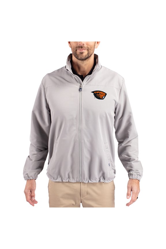 Men's Cutter & Buck Gray Oregon State Beavers Charter Eco Recycled Full-Zip Jacket