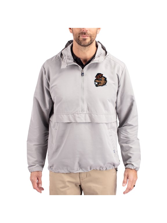 Men's Cutter & Buck Gray Oregon State Beavers Charter Eco Recycled Half-Zip Anorak Jacket