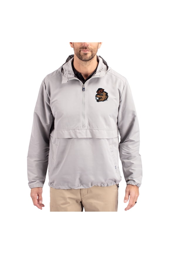 Men's Cutter & Buck Gray Oregon State Beavers Charter Eco Recycled Half-Zip Anorak Jacket