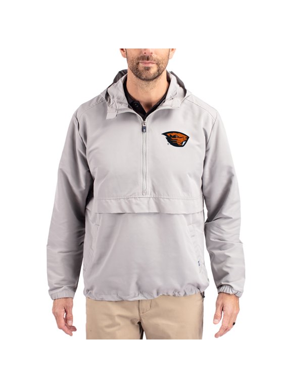 Men's Cutter & Buck Gray Oregon State Beavers Charter Eco Recycled Half-Zip Anorak Jacket