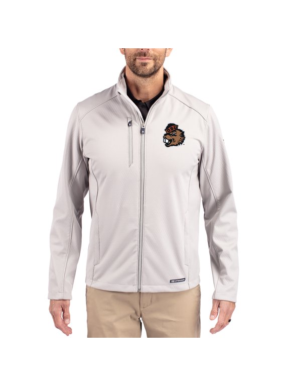Men's Cutter & Buck Gray Oregon State Beavers Evoke Eco Softshell Recycled Full-Zip Jacket