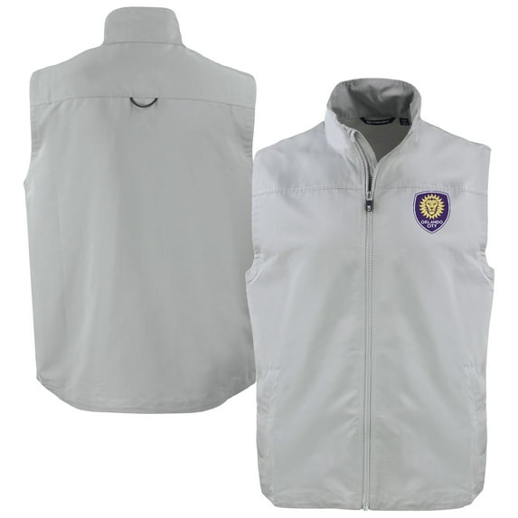 Men's Cutter & Buck Gray Orlando City SC Big & Tall Charter Eco Recycled Full-Zip Vest