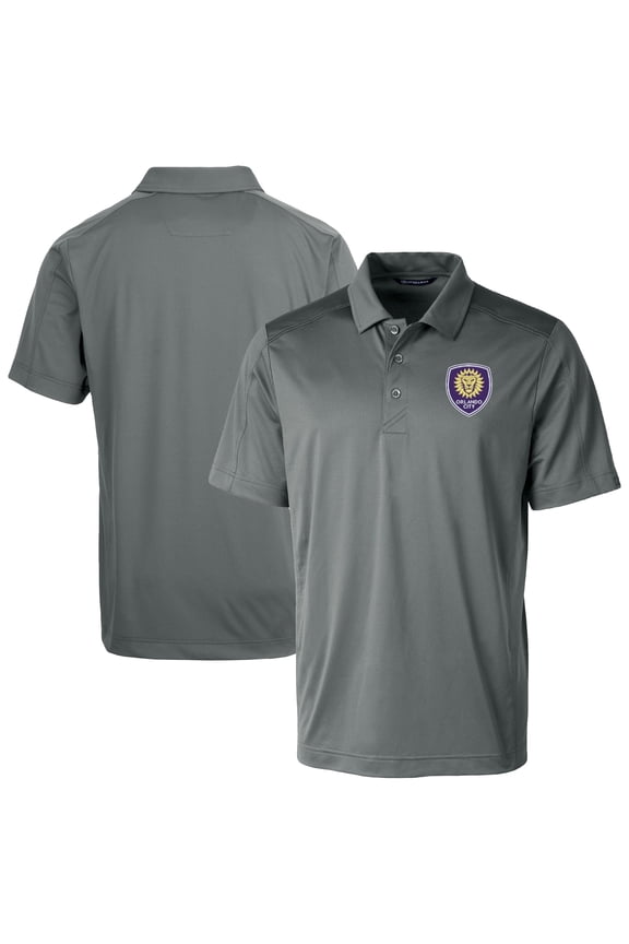 Men's-Cutter & Buck Gray Orlando City SC Big & Tall Prospect Eco Textured Stretch Recycled Polo