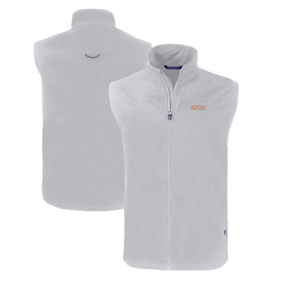 Men's Cutter & Buck Gray Pacific Tigers Charter Eco Recycled Full-Zip Vest