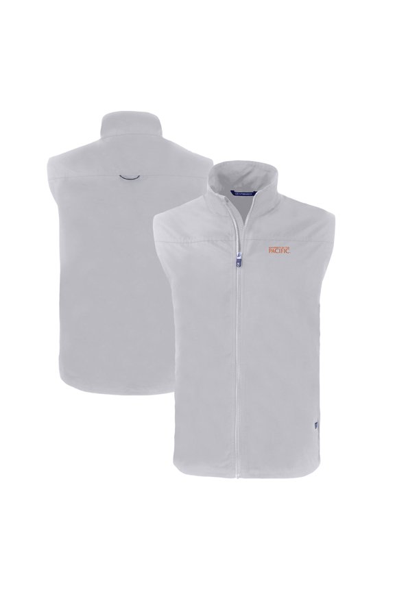 Men's Cutter & Buck Gray Pacific Tigers Charter Eco Recycled Full-Zip Vest