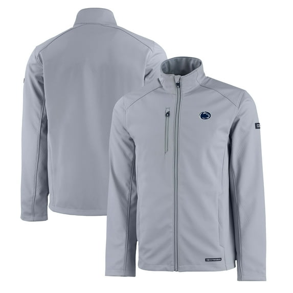 Men's Cutter & Buck Gray Penn State Nittany Lions Evoke Eco Softshell Recycled Full-Zip Jacket