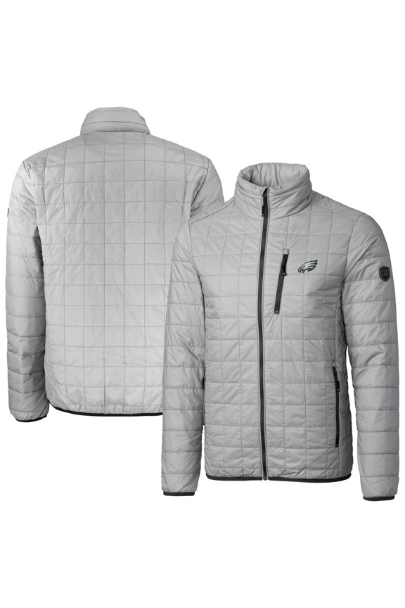 Men's Cutter & Buck Gray Philadelphia Eagles Big & Tall Rainier Eco Insulated PrimaLoft Full-Zip Puffer Jacket