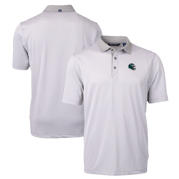 Men's Cutter & Buck Gray Philadelphia Eagles Big & Tall Virtue Eco Pique Micro Stripe DryTec Tri-Blend Recycled Polo