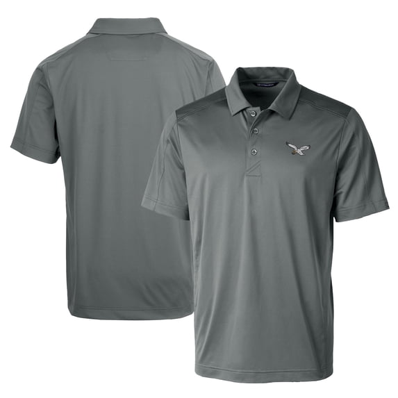 Men's Cutter & Buck Gray Philadelphia Eagles Textured Stretch Short Sleeve Polo