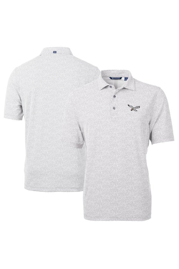 Men's Cutter & Buck Gray Philadelphia Eagles Virtue Eco Pique Botanical Print Recycled Polo