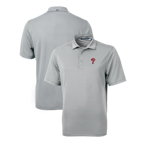 Men's Cutter & Buck Gray Philadelphia Phillies Virtue Eco Pique Recycled Polo