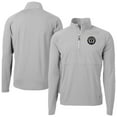 thumbnail image 1 of Men's-Cutter & Buck Gray/ Philadelphia Union Adapt Eco Knit Hybrid Recycled Raglan Quarter-Zip Top, 1 of 3