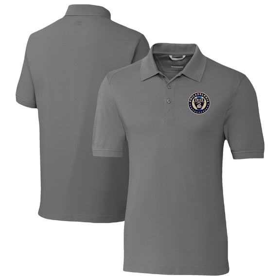 Men's-Cutter & Buck Gray Philadelphia Union Big & Tall Advantage Eco Tri-Blend Pique Polo
