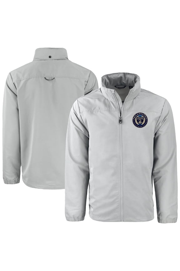Men's-Cutter & Buck Gray Philadelphia Union Charter Eco Recycled Full-Zip Jacket