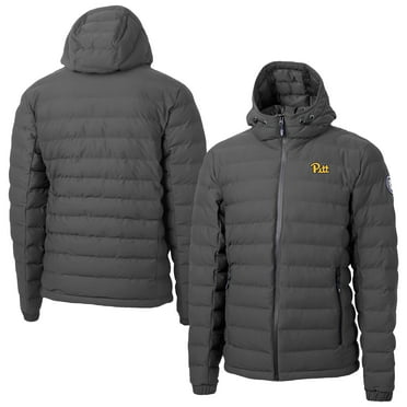 Men's-Cutter & Buck  Gray Pitt Panthers Mission Ridge Eco Insulated Repreve Hooded Full-Zip Puffer Jacket