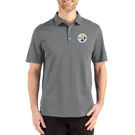 Men's Cutter & Buck Gray Pittsburgh Steelers Big & Tall Advantage Refresh Epic Confidence Recycled Tri-Blend Pique Polo