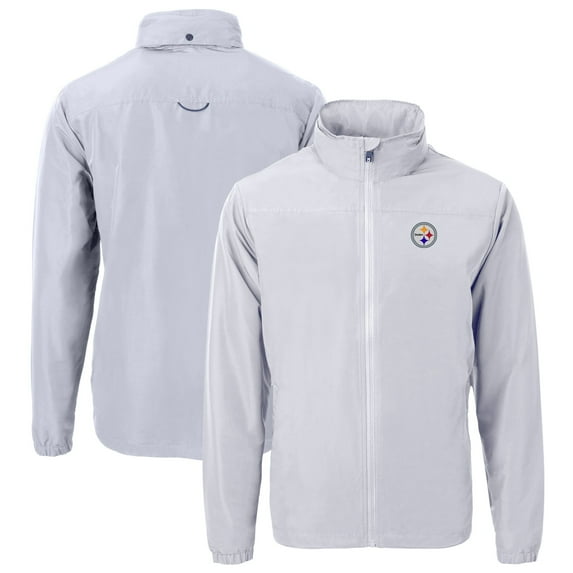 Men's Cutter & Buck Gray Pittsburgh Steelers Big & Tall Charter Eco Knit Recycled Full-Zip Jacket