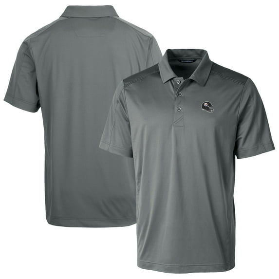 Men's Cutter & Buck Gray Pittsburgh Steelers Helmet Prospect Textured Stretch Polo