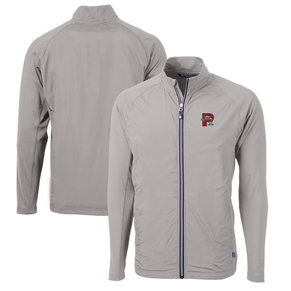 Men's Cutter & Buck Gray Portland Sea Dogs Adapt Eco Knit Hybrid Recycled Full-Zip Jacket