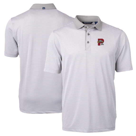 Men's Cutter & Buck Gray Portland Sea Dogs Big & Tall Virtue Eco Pique Micro Stripe Recycled Polo