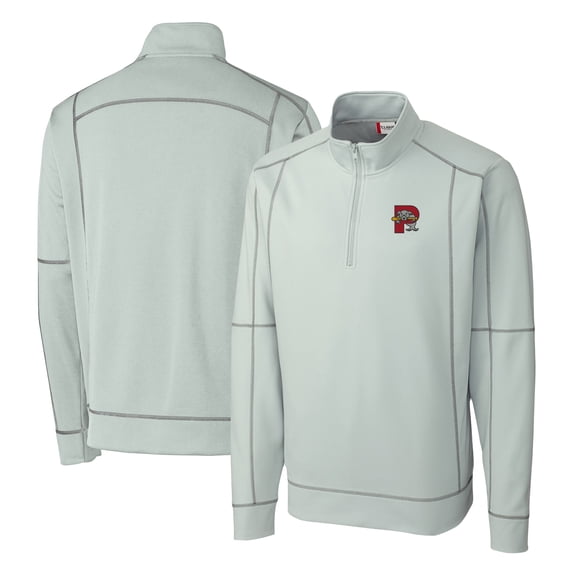 Men's Cutter & Buck Gray Portland Sea Dogs Clique Helsa Performance Half-Zip Knit Pullover